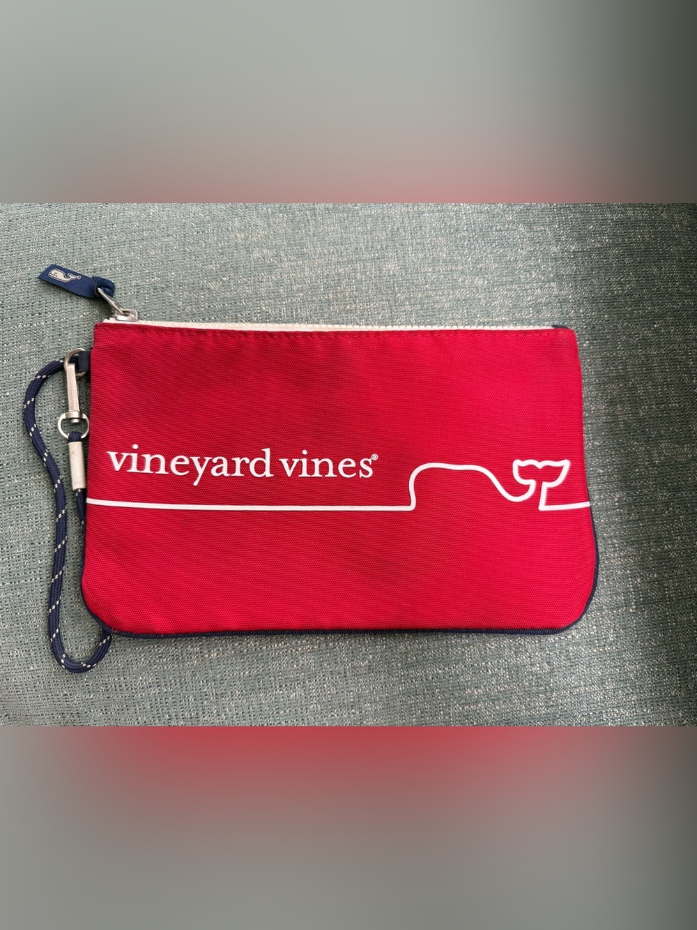 Vineyard Vines Red Wristlet Clutch Pouch Whale Logo 10x6 Like New